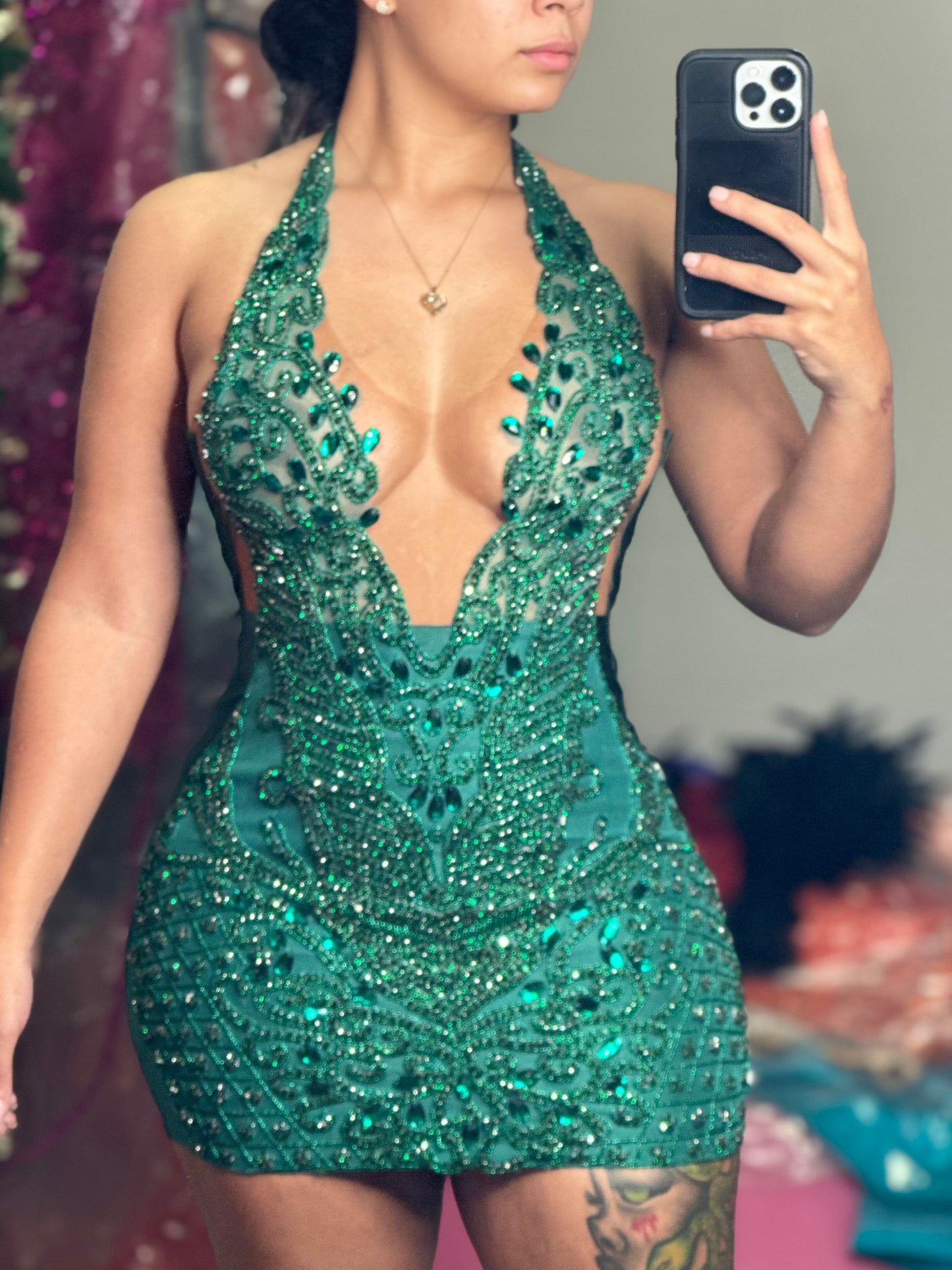 Jayla (hunter green, halter, with lining)