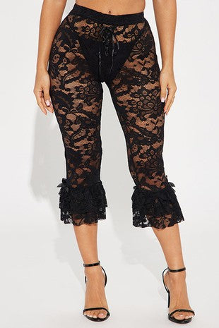 Laced Ruffled Capris- 2 colors