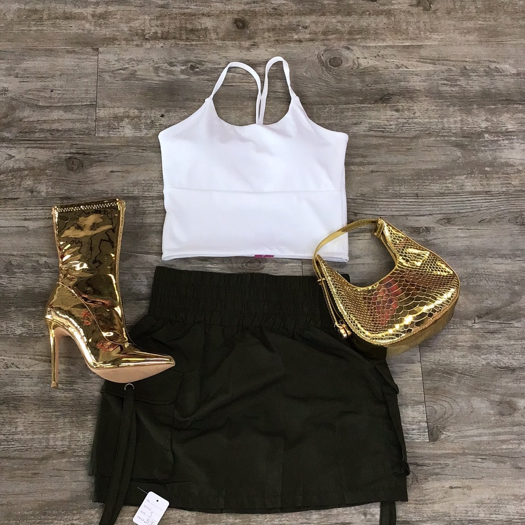 Olive Cargo Skirt