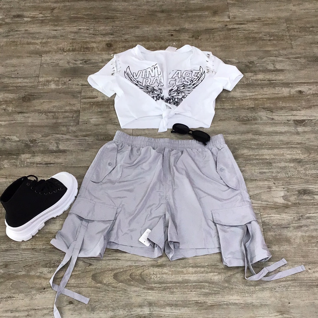 Grey Cargo Shorts
