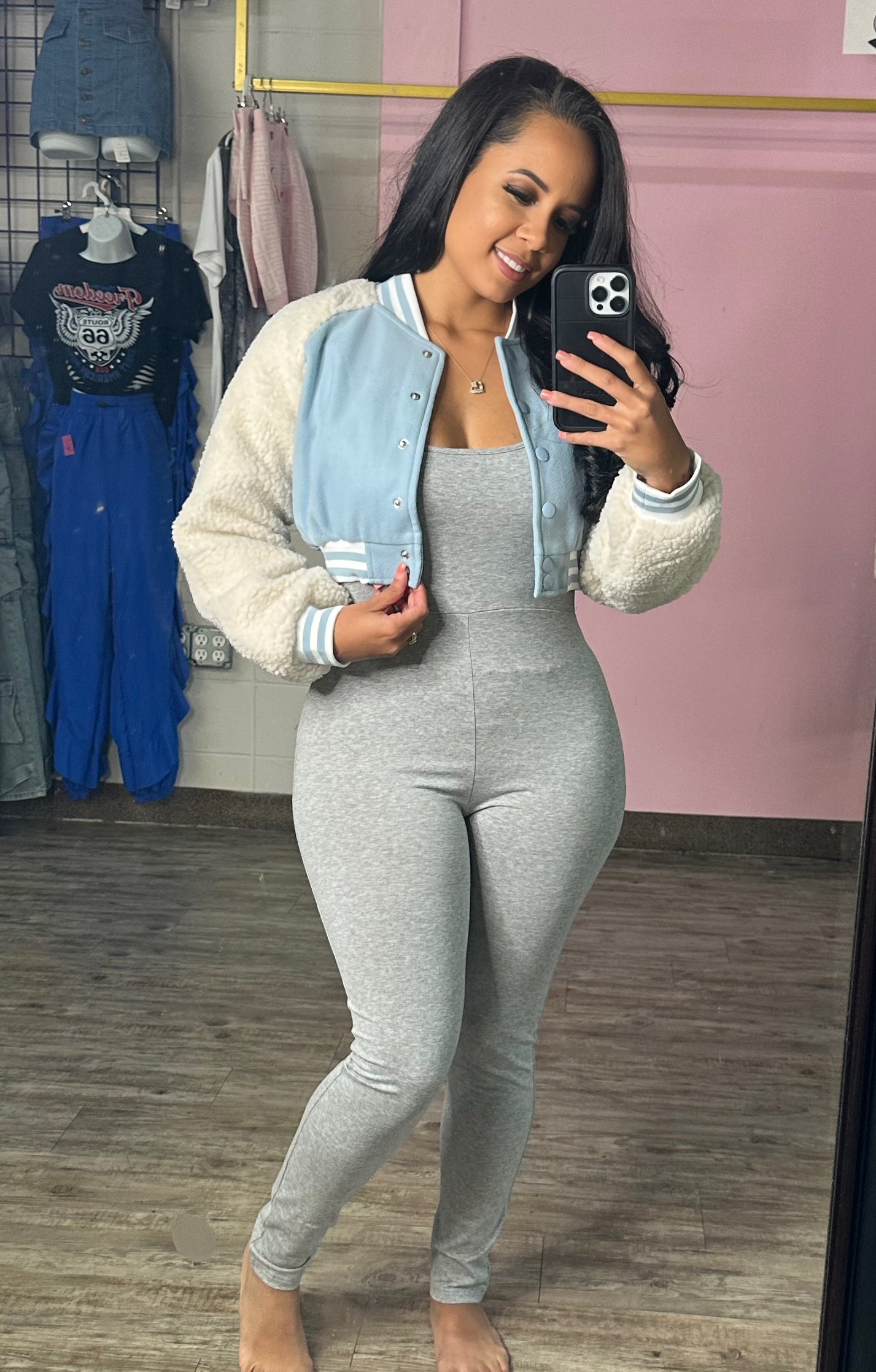 Basic cami romper-grey
