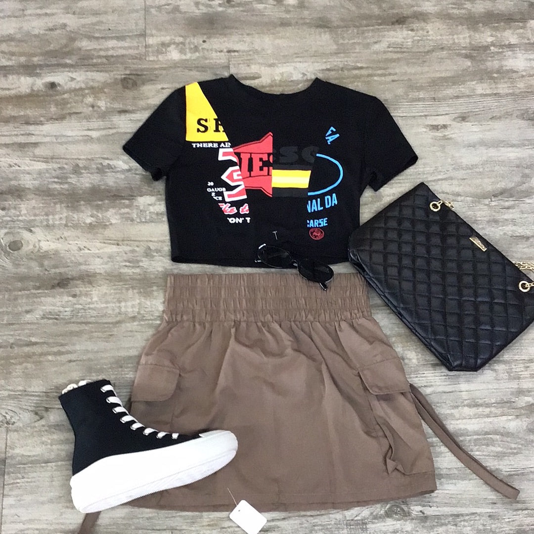 Brown Cargo Skirt