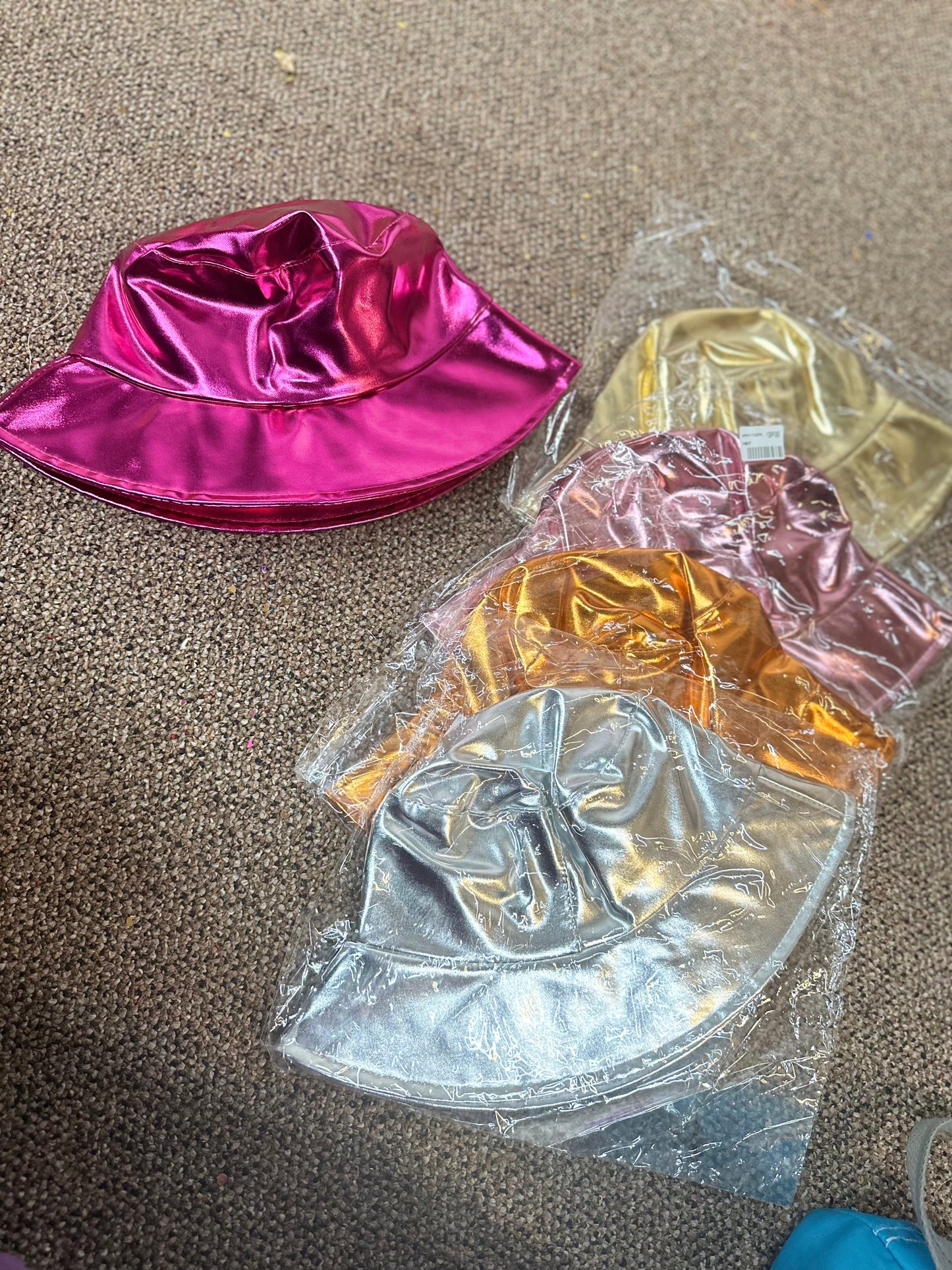 Metallic bucket hats