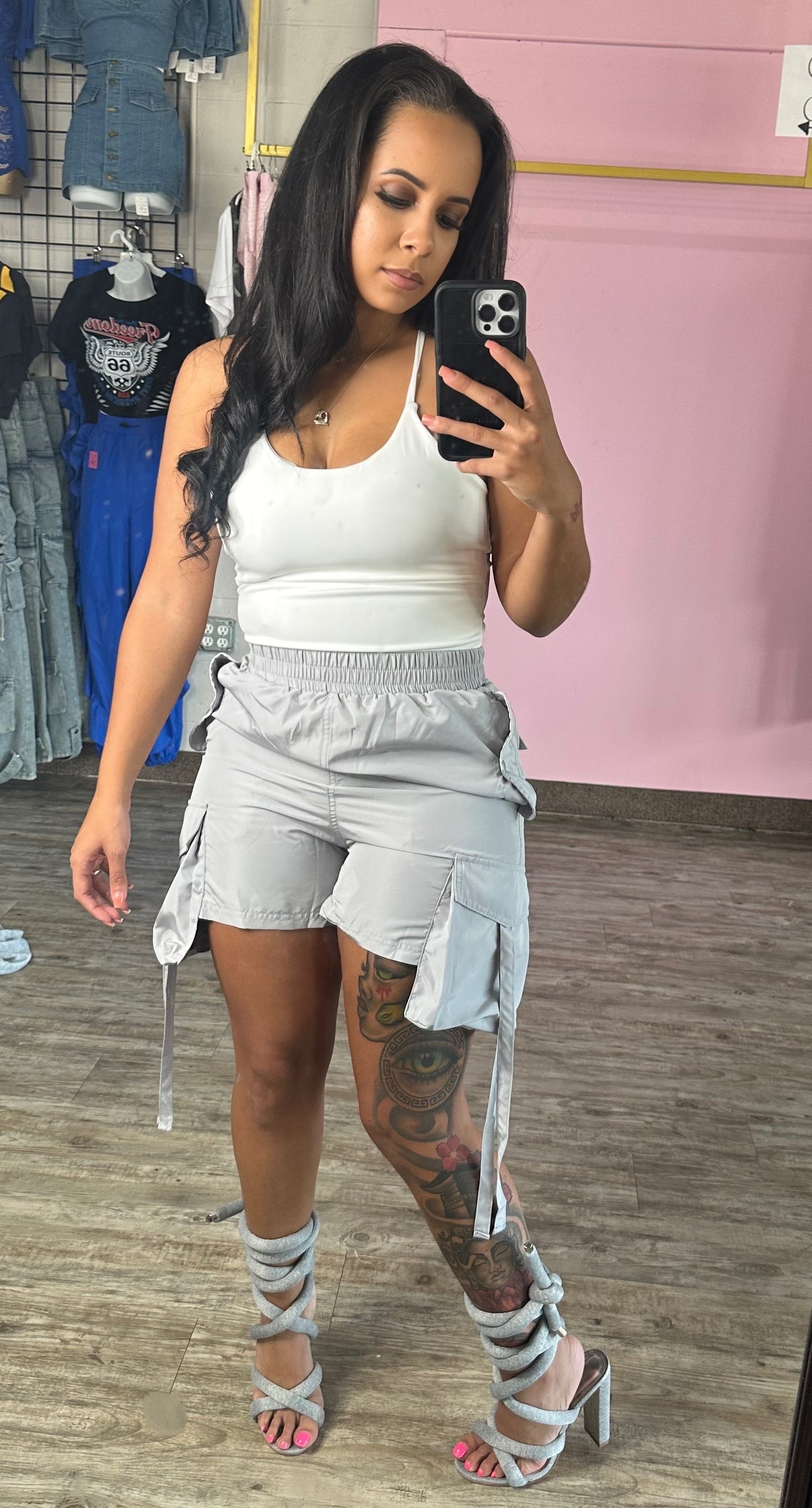 Grey Cargo Shorts
