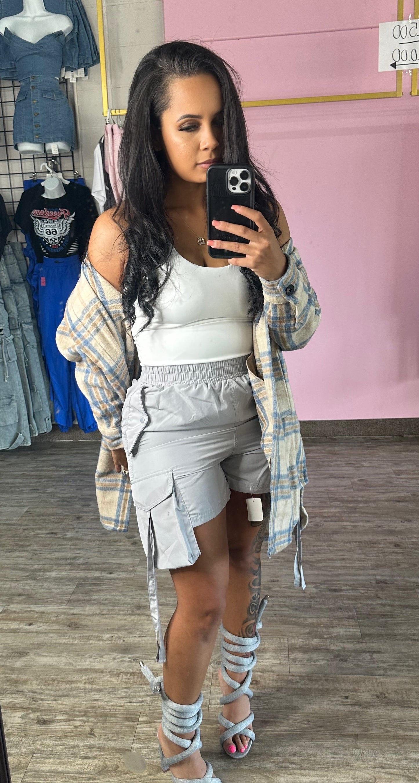 Grey Cargo Shorts
