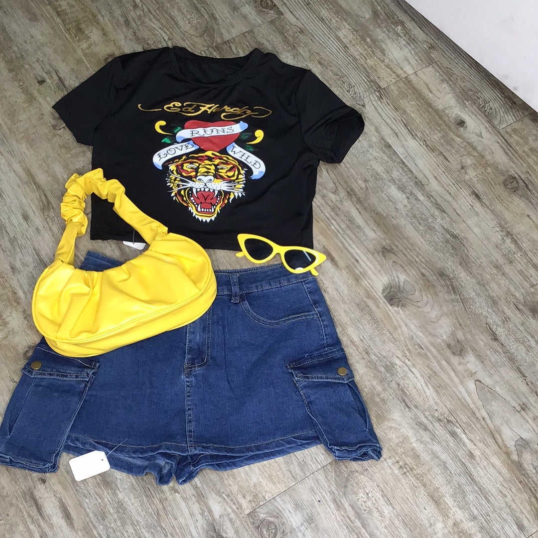 Denim Cargo Skort
