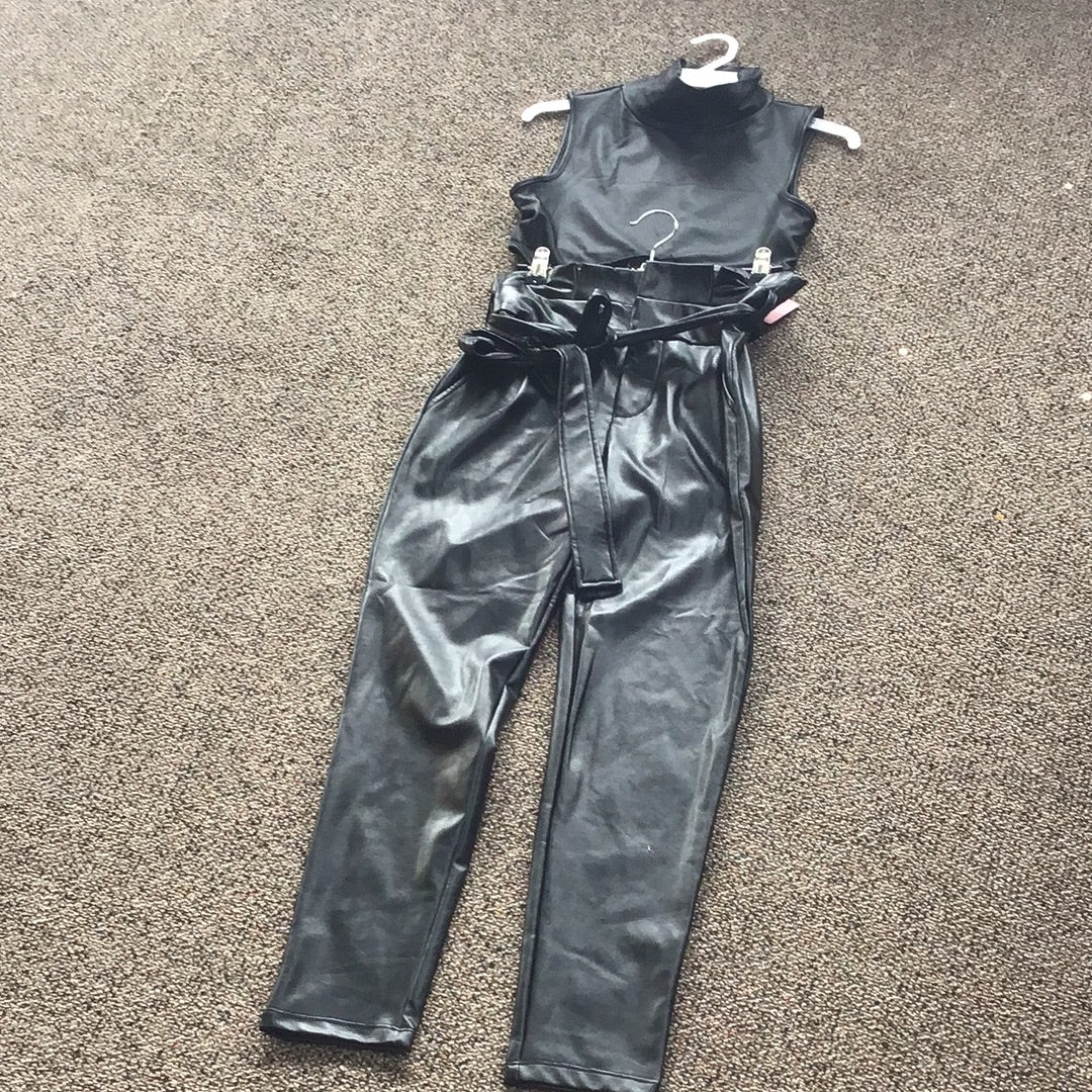 Black Leather Tie Pants