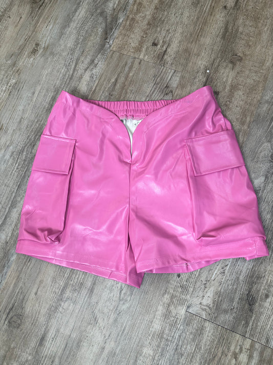 Leather Barbie Vcut shorts