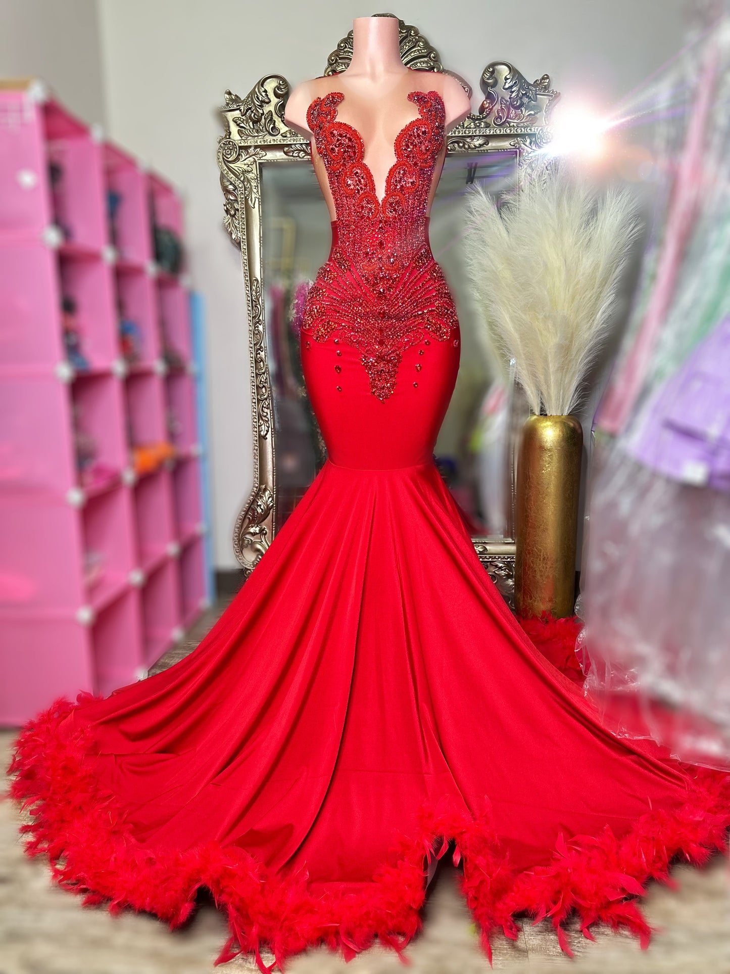 PRE ORDER ARIANNA GOWN w/ & w/o FEATHERS- any color