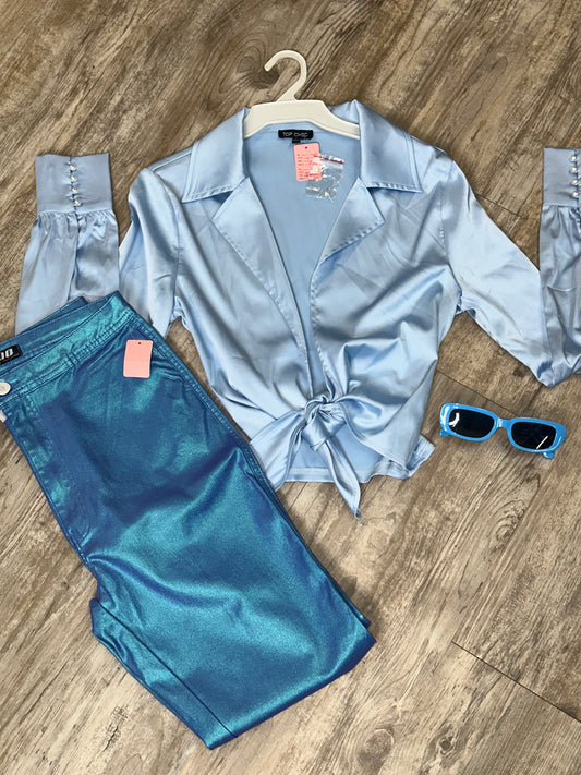 Cropped Blouse- baby blue